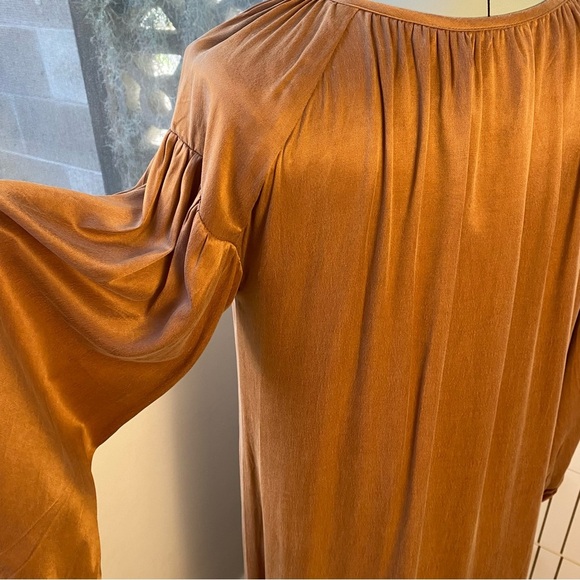 SANCIA Button-Front Midi Dress in Caramel Satin, Size S, NWT - Picture 8 of 10
